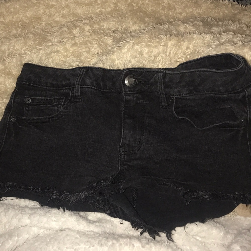 Black denim shorts “super low shortie “
